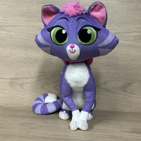 Bluey Other - Disney Store Hissy Cat Plush Stuffed Kitty Toy Purple & White 12" Pink Bow